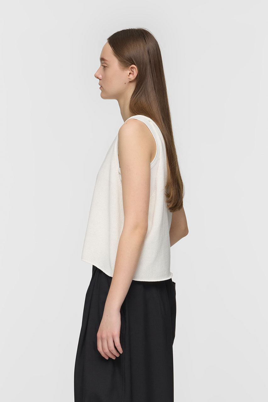 mizuiro ind(ミズイロインド)｜U neck short vest ベスト/off white の