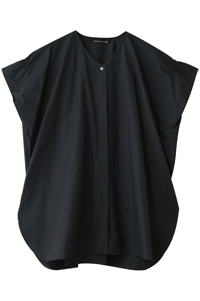 ミズイロインド/mizuiro indのV neck wide tunic shirt シャツ(navy/2-230118)