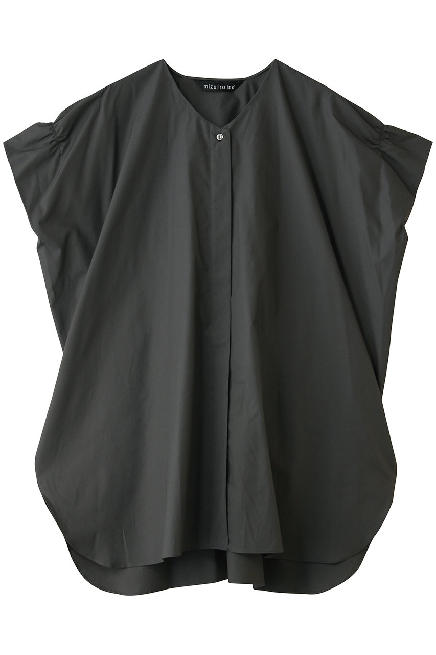 ミズイロインド/mizuiro indのV neck wide tunic shirt シャツ(gray/2-230118)