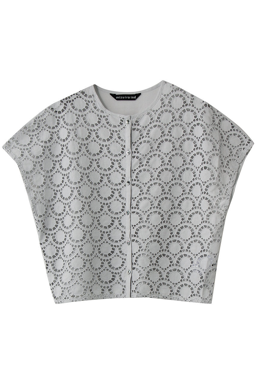 ミズイロインド/mizuiro indのlace combi crew neck shirt シャツ(gray/2-230142)