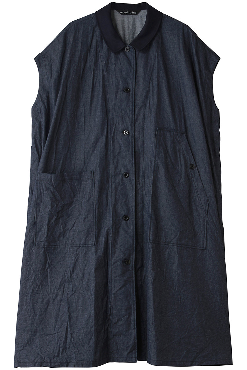 ミズイロインド/mizuiro indのwide denim shirt OP ワンピース(navy/2-250103)