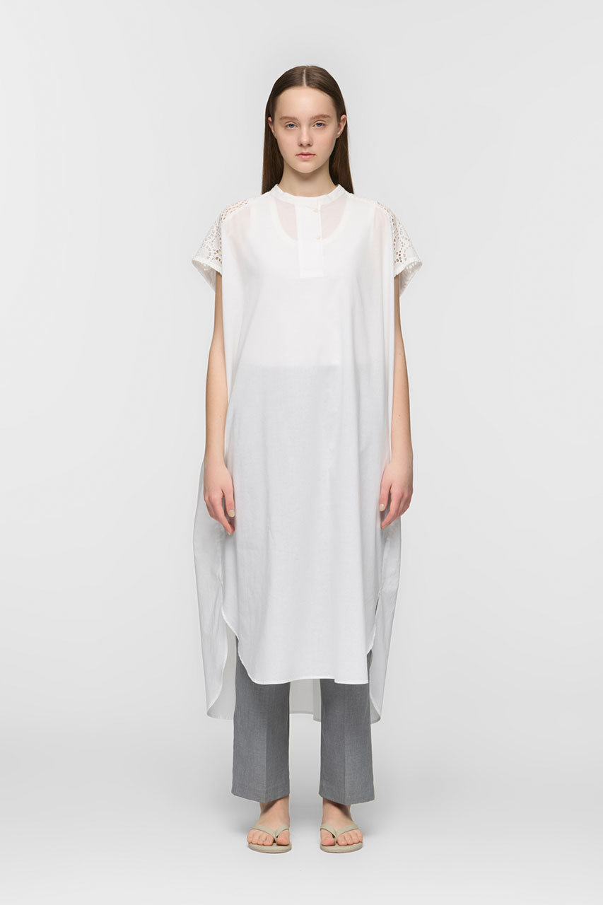 mizuiro ind(ミズイロインド)｜lace shoulder long OP ワンピース/off