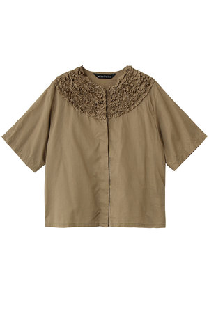ミズイロインド/mizuiro indのfrill design crew neck shirt シャツ(110400/110402)