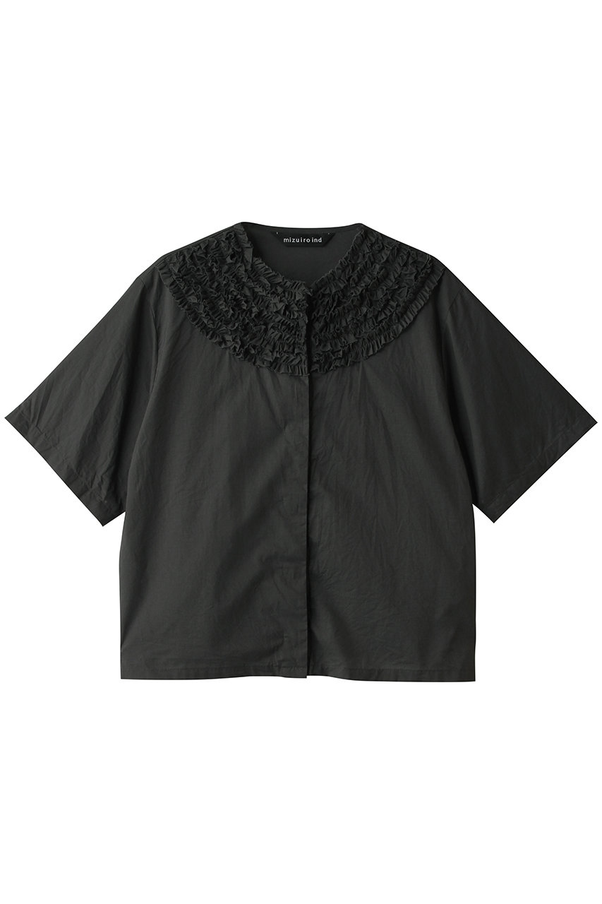 mizuiro ind frill design crew neck shirt シャツ (c.gray, F) ミズイロインド ELLE SHOP