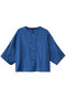 linen double crew neck shirt シャツ ミズイロインド/mizuiro ind blue