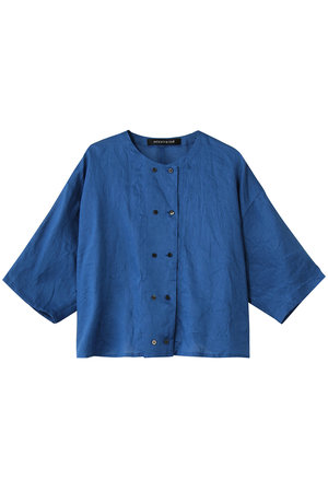 ミズイロインド/mizuiro indのlinen double crew neck shirt シャツ(110400/110402)