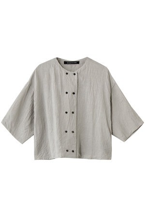 ミズイロインド/mizuiro indのlinen double crew neck shirt シャツ(110400/110402)