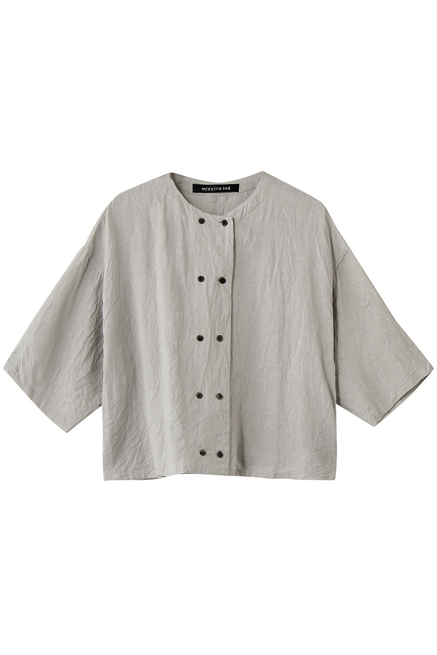 ミズイロインド/mizuiro indのlinen double crew neck shirt シャツ(gray/2-230123)