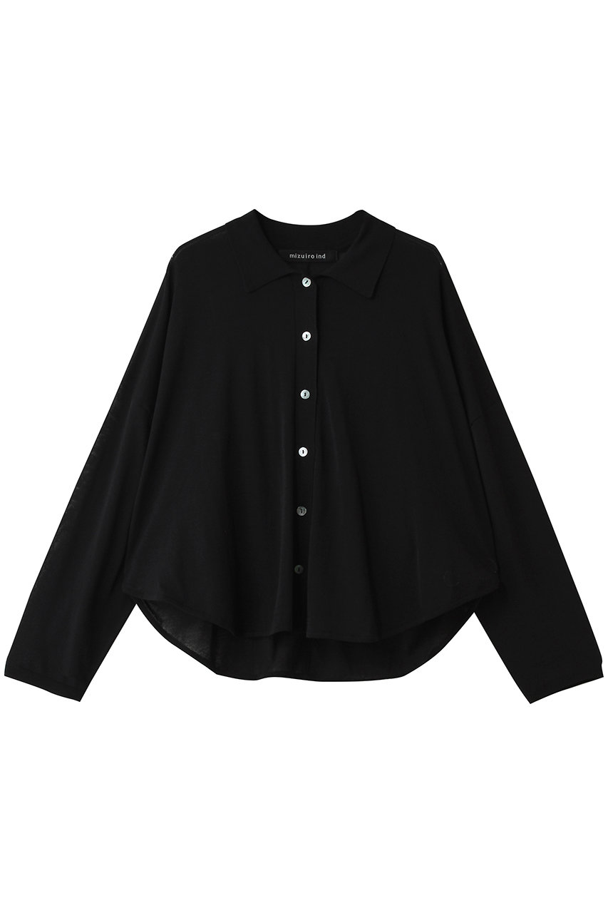 ミズイロインド/mizuiro indのshirt collar shirt C/D カーディガン(black/2-220038)
