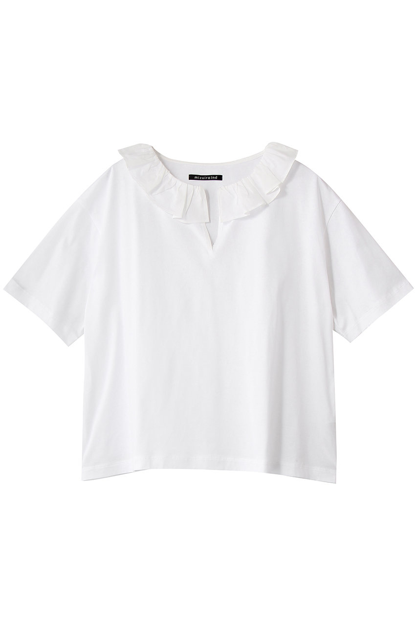 ミズイロインド/mizuiro indのfrill collar skipper  T shirt シャツ(off white/2-210138)