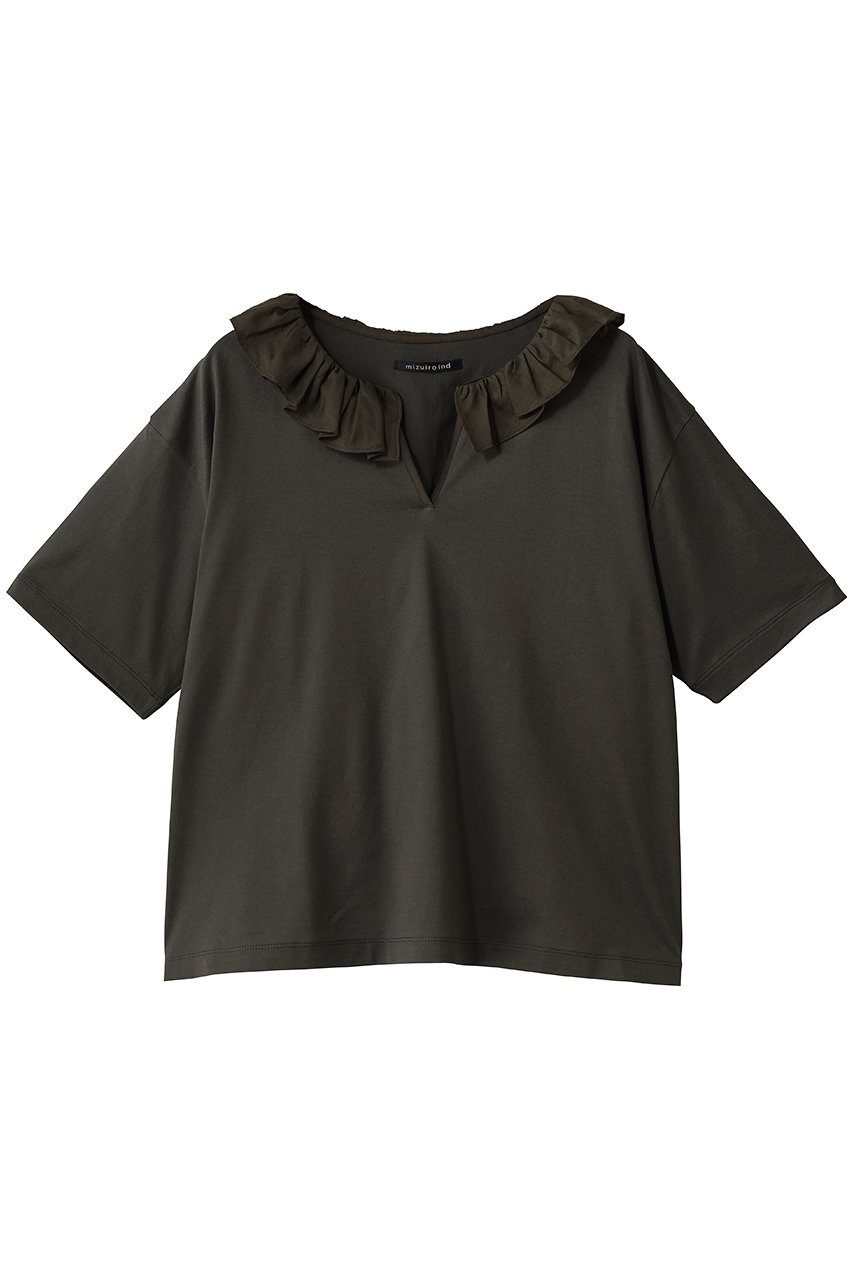 ミズイロインド/mizuiro indのfrill collar skipper  T shirt シャツ(gray/2-210138)