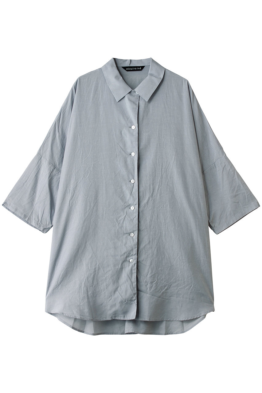 ミズイロインド/mizuiro indのhalf slv wide shirt シャツ(l.blue/2-230143)