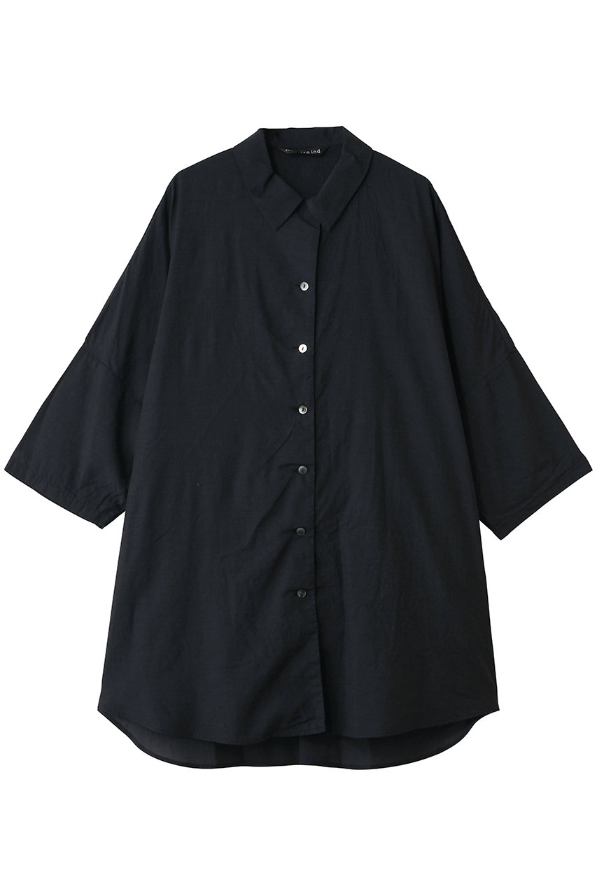 ミズイロインド/mizuiro indのhalf slv wide shirt シャツ(navy/2-230143)