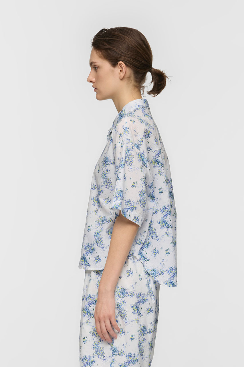mizuiro ind(ミズイロインド)｜flower print half slv shirt シャツ
