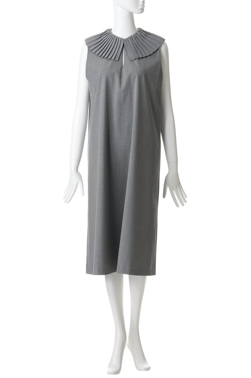 mizuiro ind(ミズイロインド)｜pleats collar N/S OP ワンピース/gray