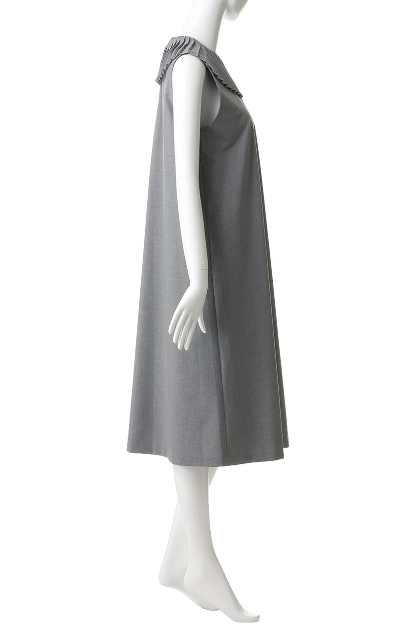 mizuiro ind(ミズイロインド)｜pleats collar N/S OP ワンピース/gray