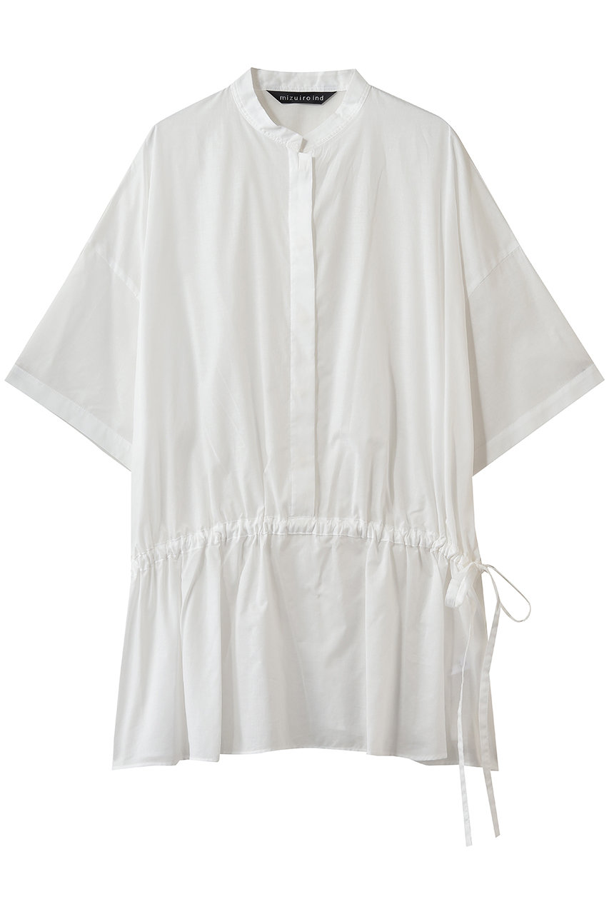 ミズイロインド/mizuiro indのwaist gather P/O shirt シャツ(off white/2-230120)