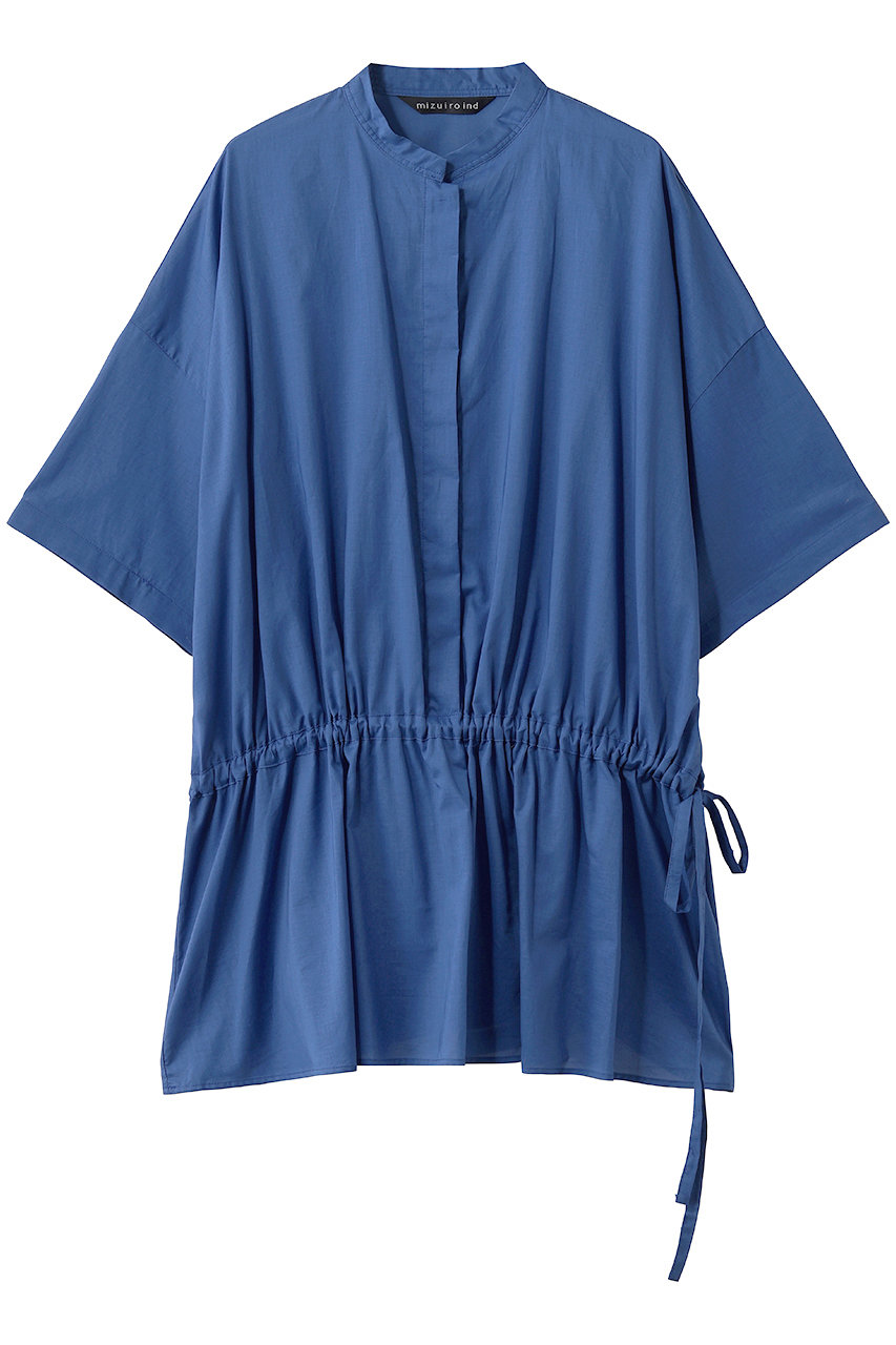 ミズイロインド/mizuiro indのwaist gather P/O shirt シャツ(blue/2-230120)