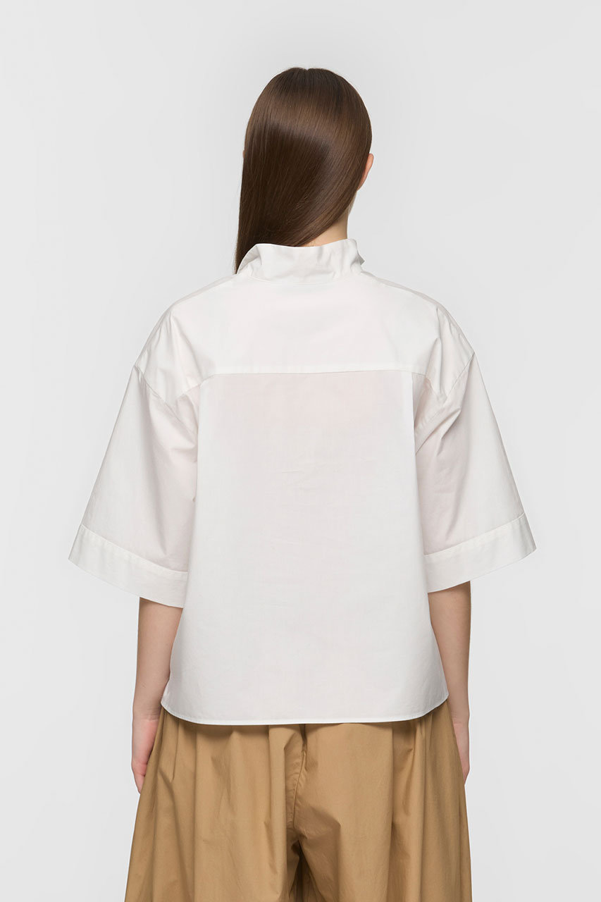 mizuiro ind(ミズイロインド)｜oblong collar P/O shirt シャツ/off