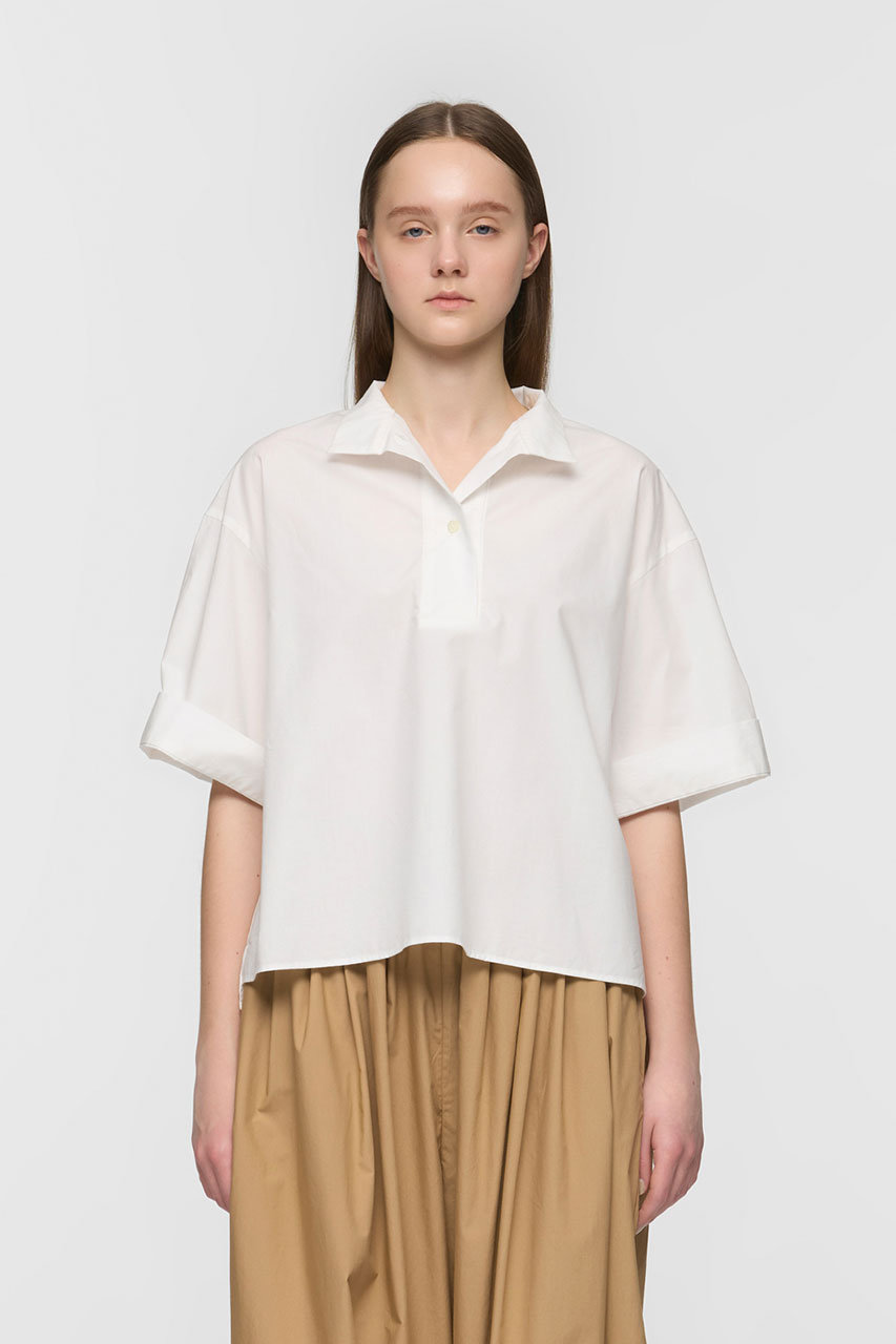 mizuiro ind(ミズイロインド)｜oblong collar P/O shirt シャツ/off