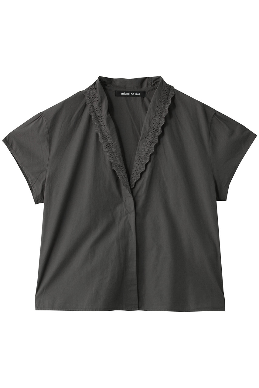 ミズイロインド/mizuiro indのlace collar shirt シャツ(gray/2-230115)