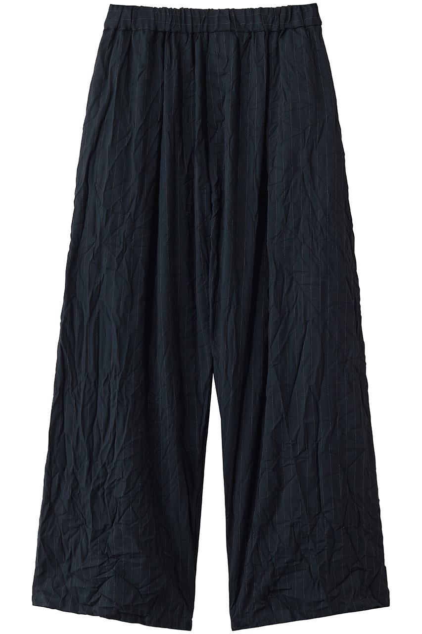 ミズイロインド/mizuiro indのwrinkle pleats stripe wide easy PT パンツ(navyA/2-260109)
