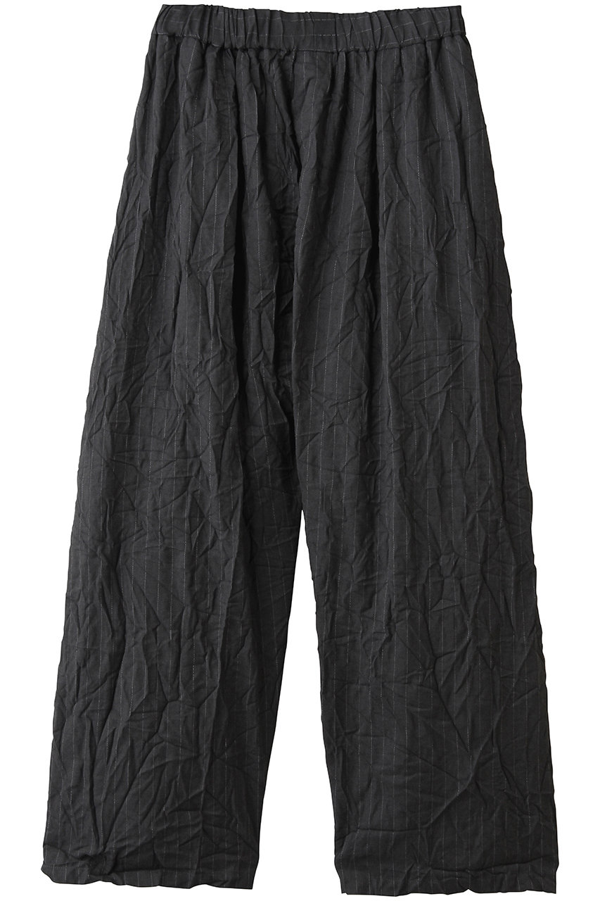 ミズイロインド/mizuiro indのwrinkle pleats stripe wide easy PT パンツ(c.grayA/2-260109)