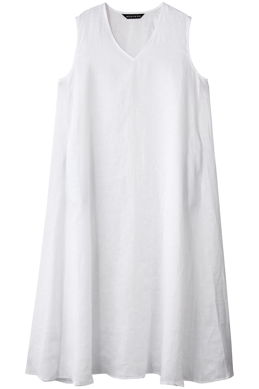 ミズイロインド/mizuiro indのlinen V neck flare OP ワンピース(off white/2-250097)