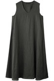 linen V neck flare OP ワンピース