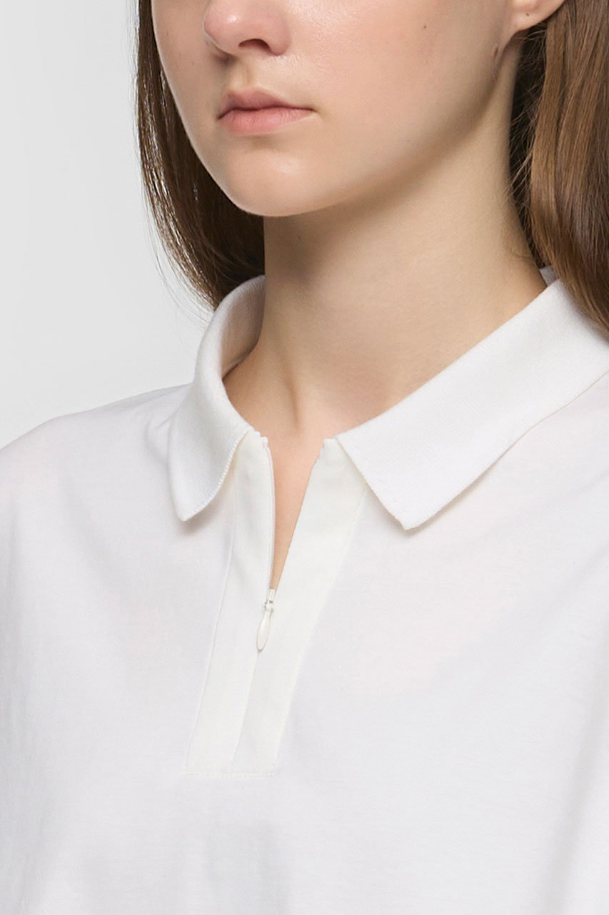 mizuiro ind(ミズイロインド)｜zip polo shirt シャツ/off white の