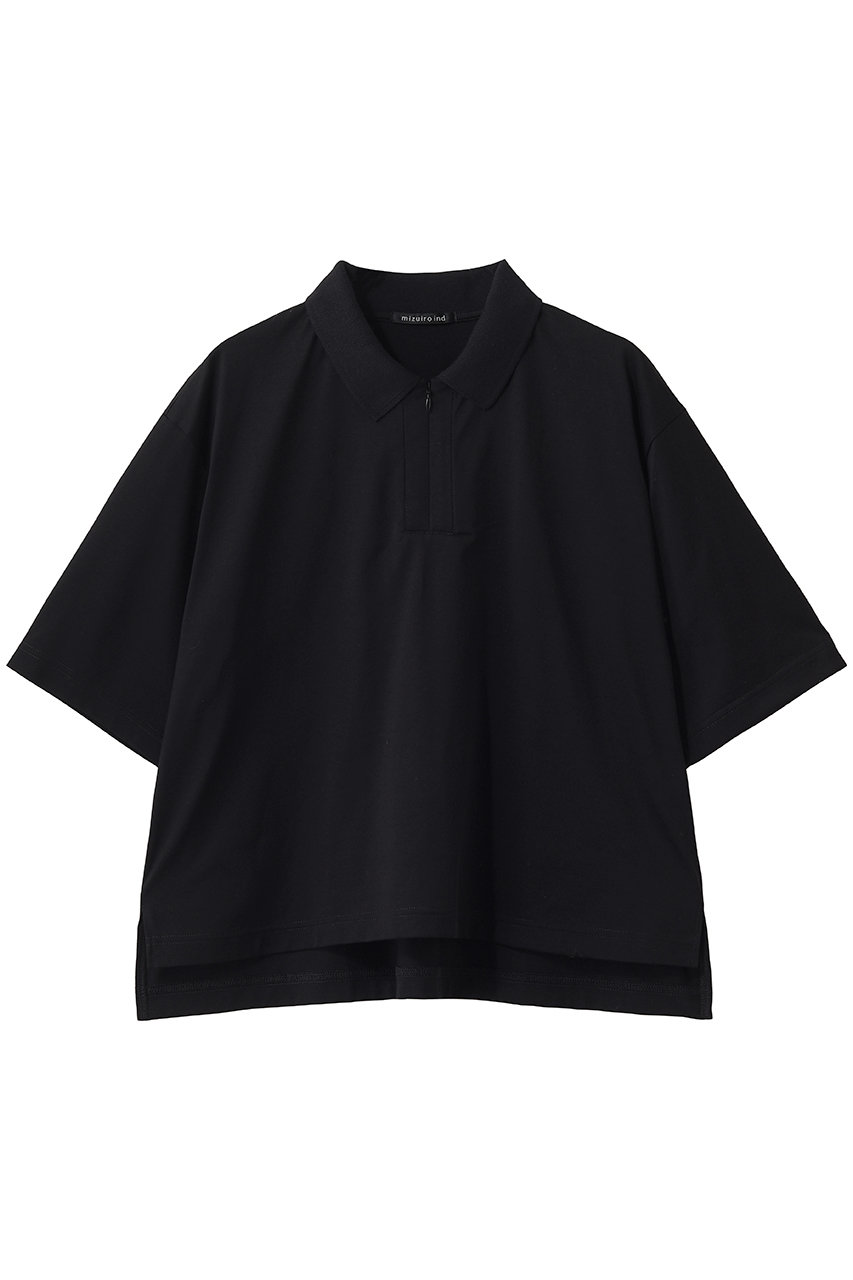 ミズイロインド/mizuiro indのzip polo shirt シャツ(black/2-210126)
