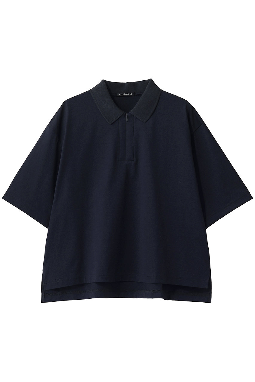 ミズイロインド/mizuiro indのzip polo shirt シャツ(navy/2-210126)