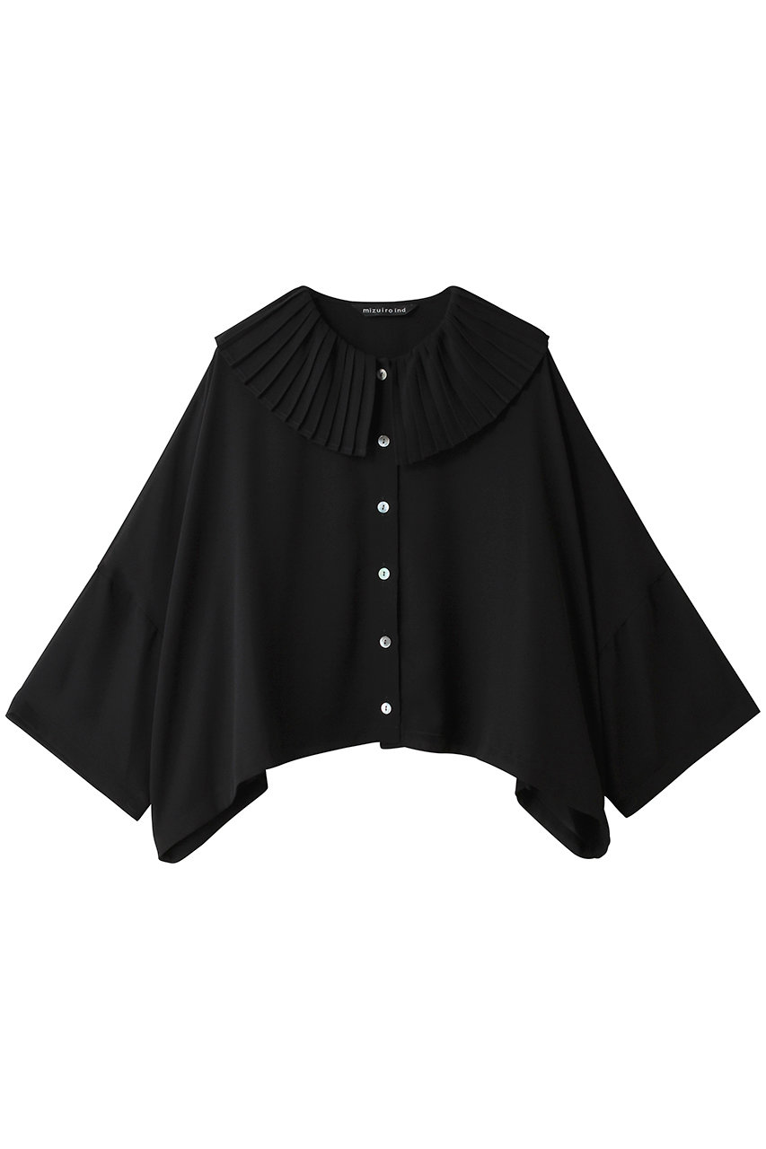 ミズイロインド/mizuiro indのpleats collar wide shirt シャツ(black/2-230117)