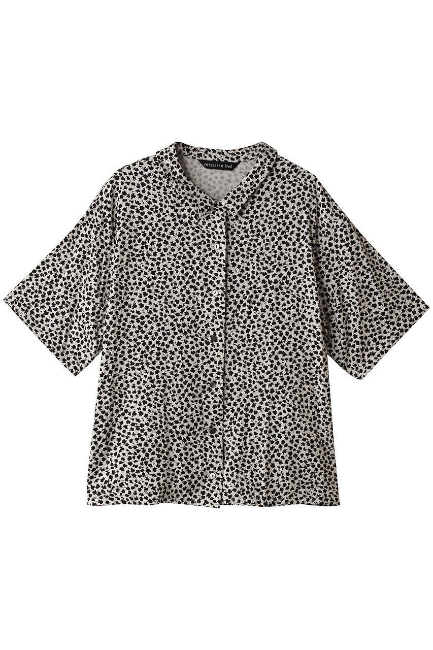 ミズイロインド/mizuiro indのprint half slv shirt シャツ(black/2-230126)