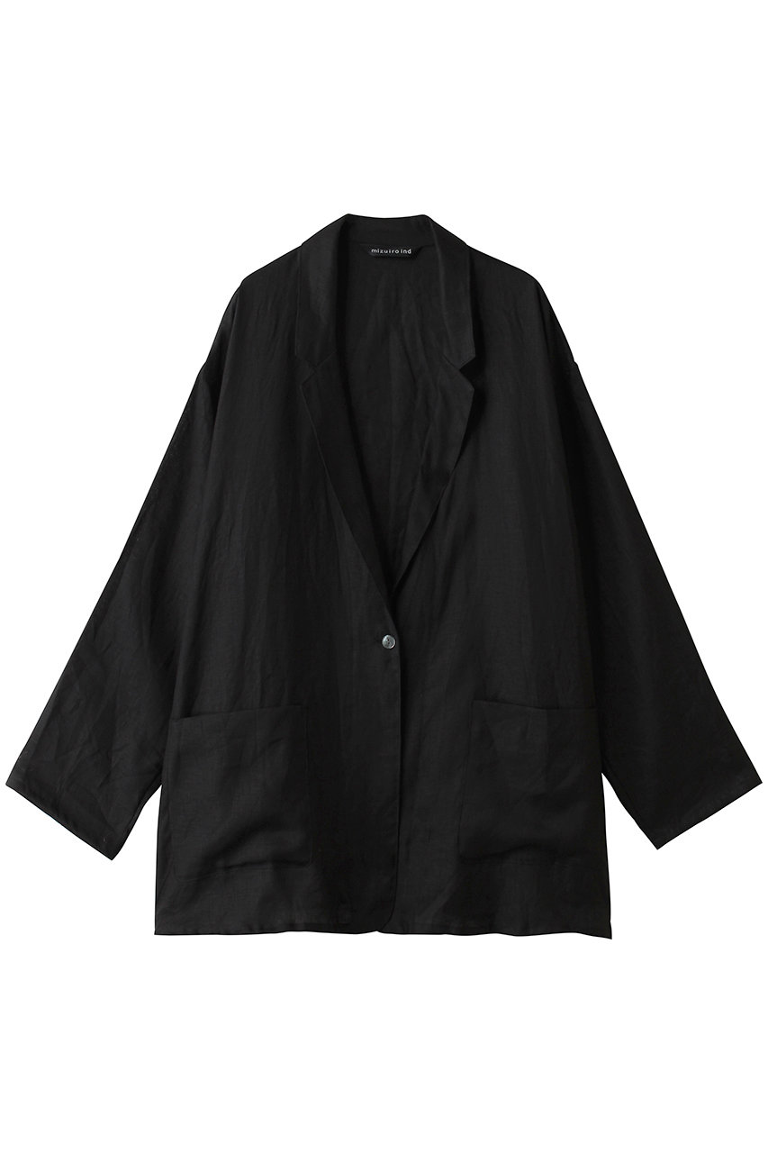 ミズイロインド/mizuiro indのlinen wide shirt JK ジャケット(black/2-230116)