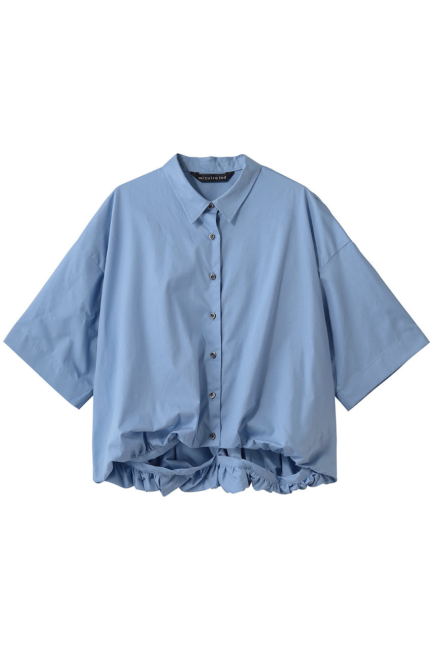 ミズイロインド/mizuiro indのhalf slv ballon shirt シャツ(blueA/2-230128A)