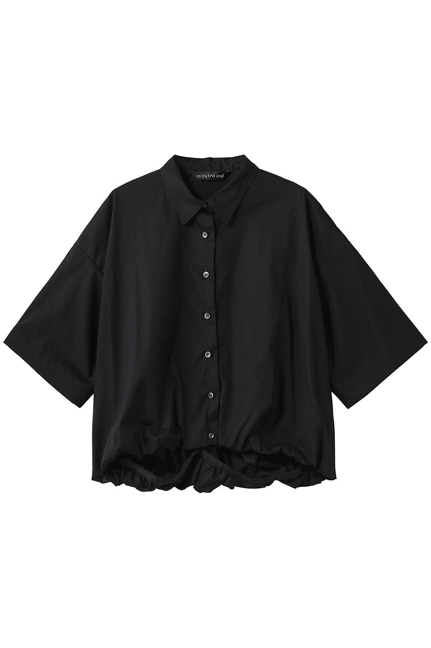ミズイロインド/mizuiro indのhalf slv ballon shirt シャツ(blackA/2-230128A)