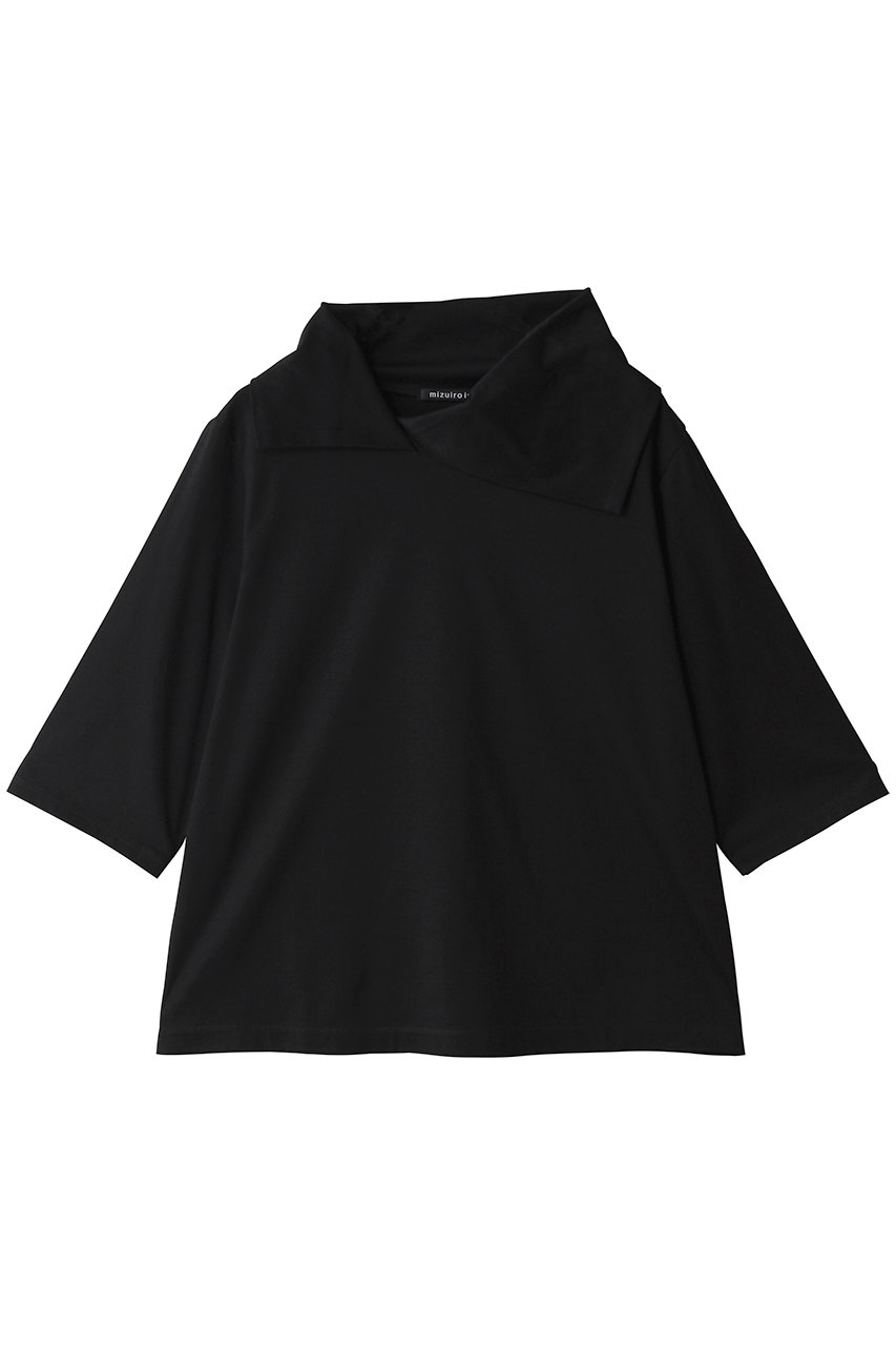 ミズイロインド/mizuiro indのdrape collar P/O プルオーバー(black/2-210140)