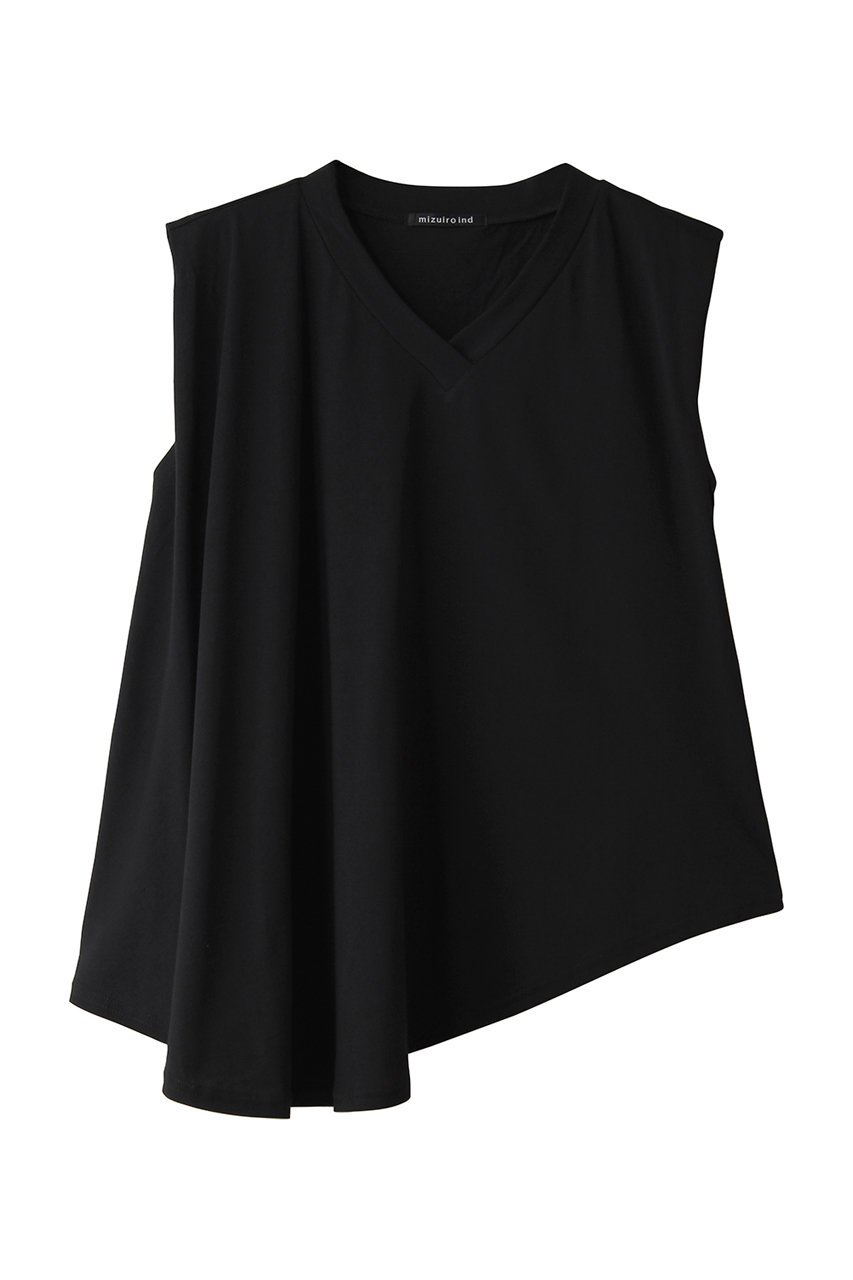 ミズイロインド/mizuiro indのV neck asymmetry N/S P/O プルオーバー(black/2-210141)