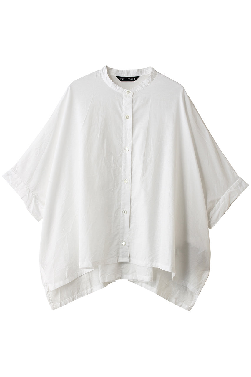 ミズイロインド/mizuiro indのcotton linen stand collar wide shirt シャツ(off white/2-230149)