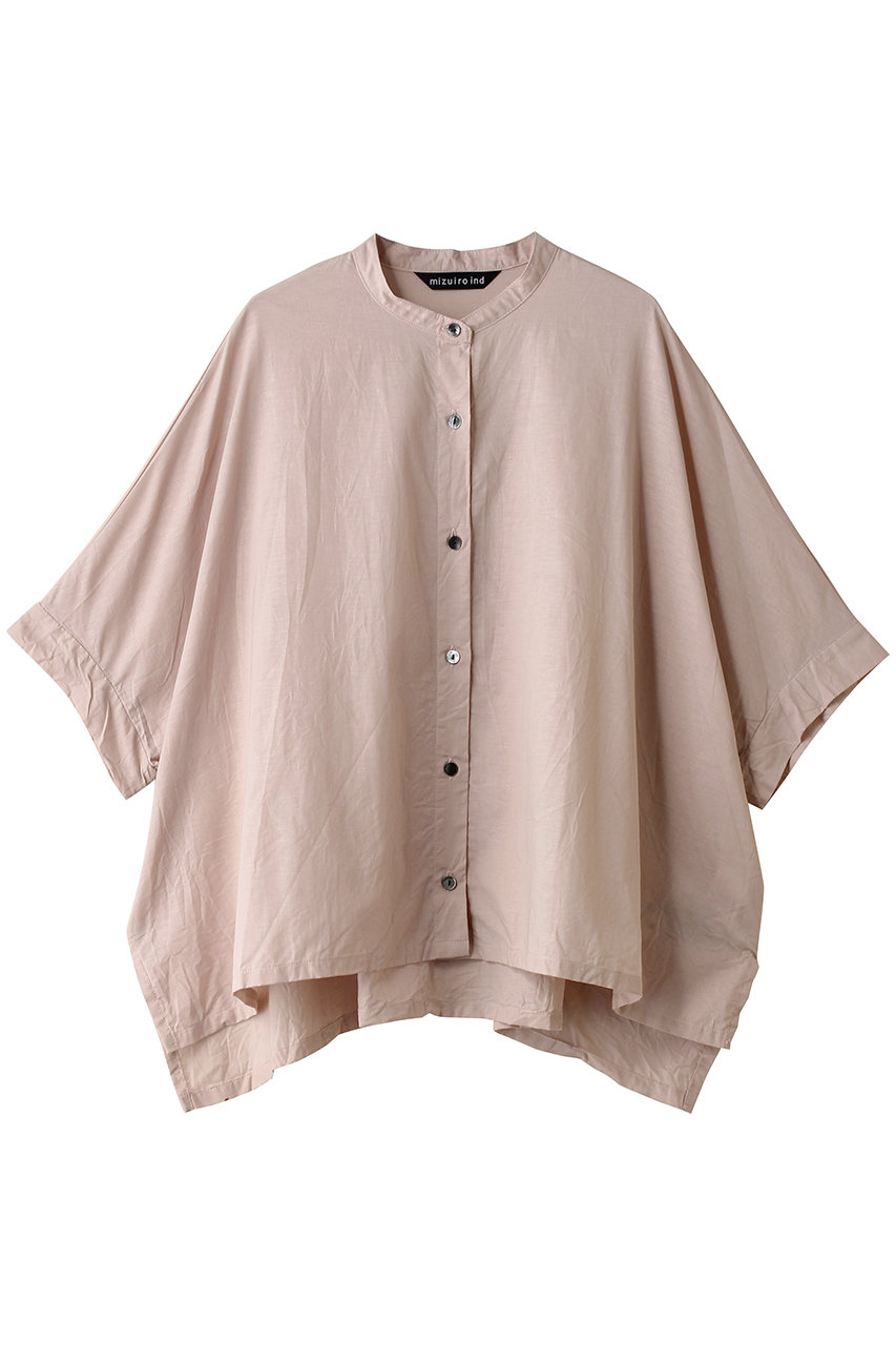 ミズイロインド/mizuiro indのcotton linen stand collar wide shirt シャツ(pink/2-230149)
