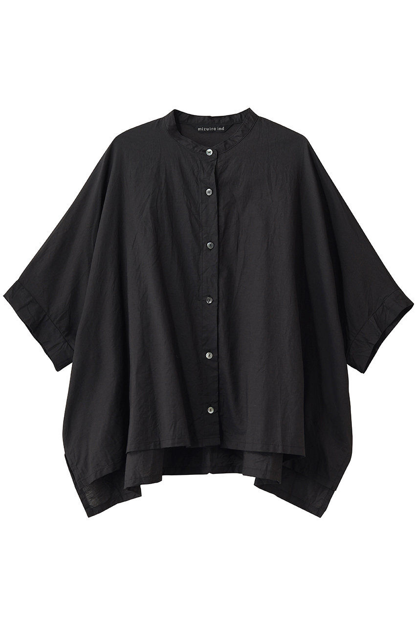 ミズイロインド/mizuiro indのcotton linen stand collar wide shirt シャツ(c.gray/2-230149)