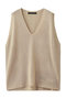 linen like V neck wide vest ベスト ミズイロインド/mizuiro ind ivory