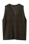 linen like V neck wide vest ベスト ミズイロインド/mizuiro ind brown