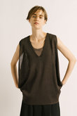 linen like V neck wide vest ベスト