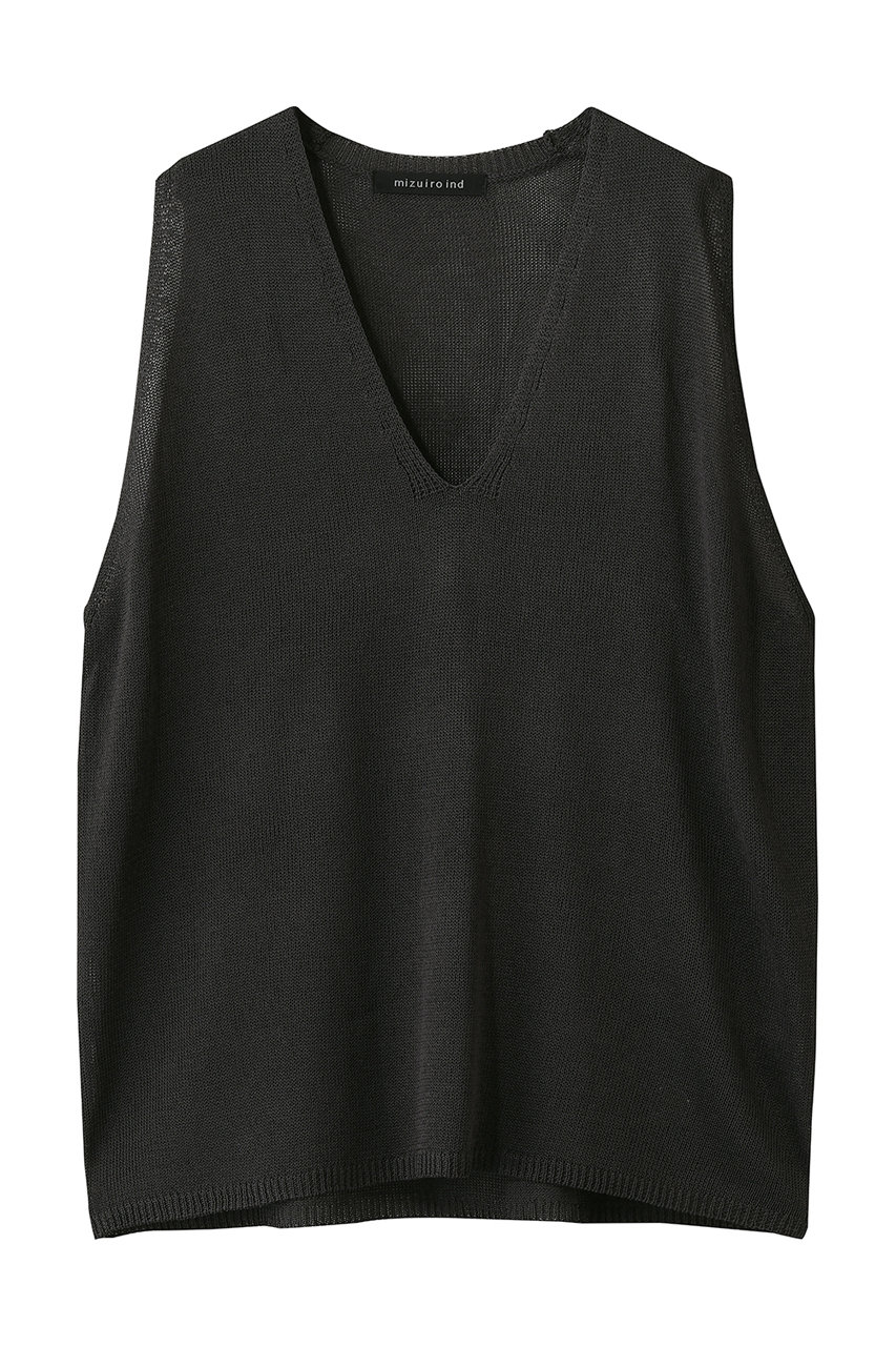 ミズイロインド/mizuiro indのlinen like V neck wide vest ベスト(c.gray/2-220047)