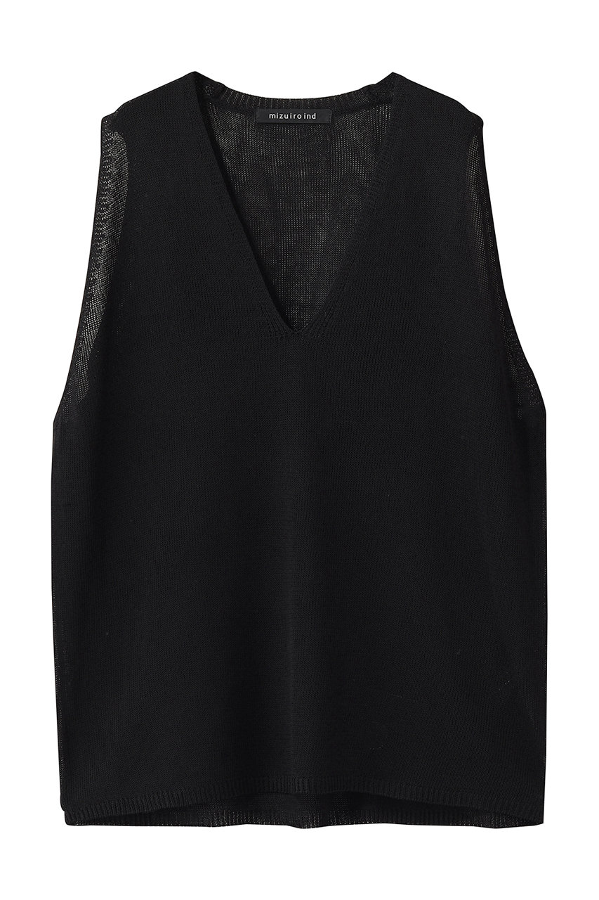 mizuiro ind(ミズイロインド)｜linen like V neck wide vest ベスト