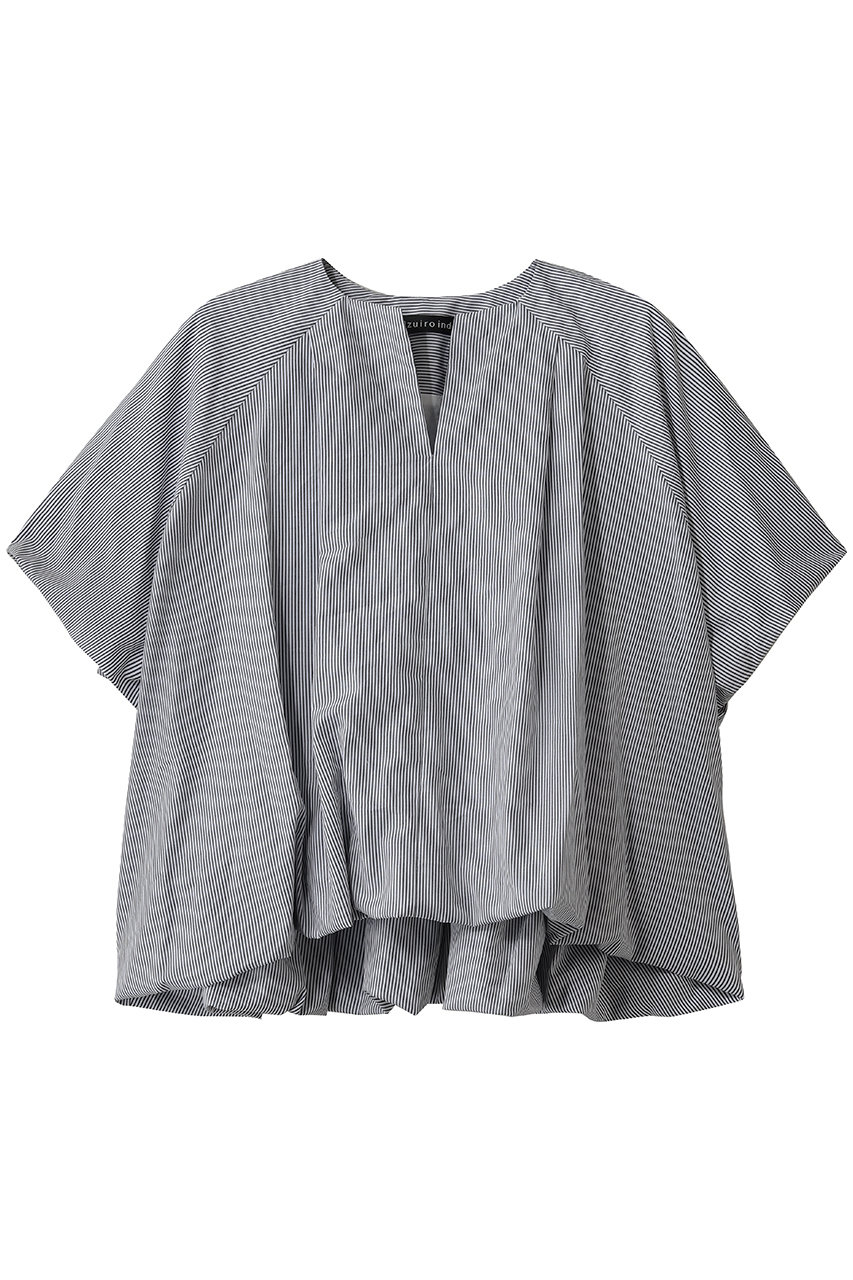 ミズイロインド/mizuiro indのstripe no collar ballon P/O プルオーバー(black/2-230145)