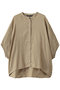 linen stand collar cocoon shirt シャツ ミズイロインド/mizuiro ind beige