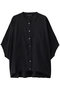 linen stand collar cocoon shirt シャツ ミズイロインド/mizuiro ind black